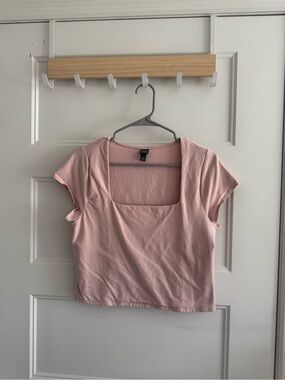 wild fable Square Neck Short Sleeve Crop Top - Light Pink